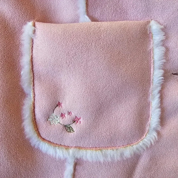 Osh Kosh pink faux fur jacket with embroidered flowers toddler girls size 3T - Picture 4 of 7